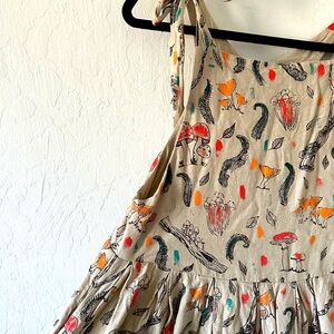 One of a Kind Hand Painted Fungi Print Dress